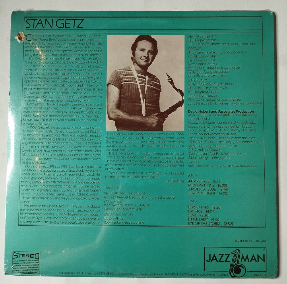 Винтажная виниловая пластинка LP Stan Getz Forest Eyes (USA 1981) (Sealed)