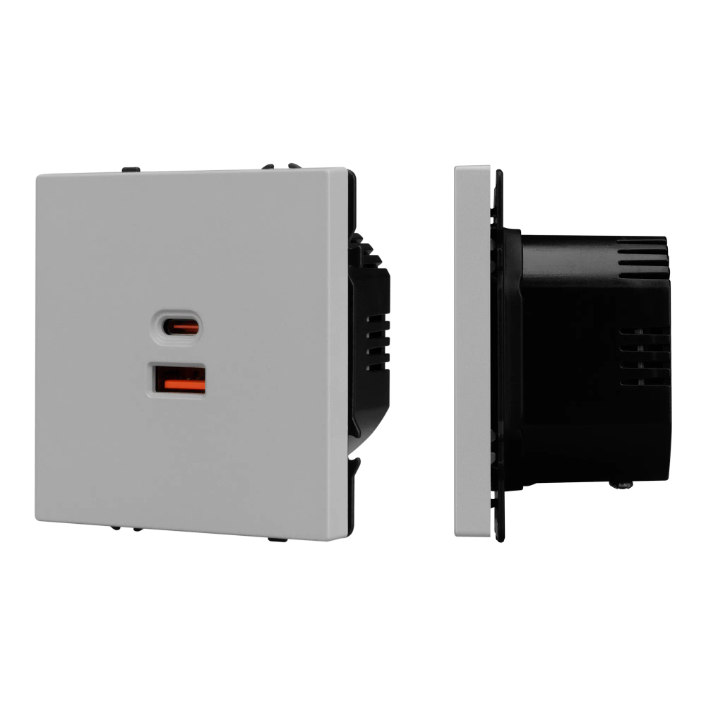 Механизм розетки с быстрой USB зарядкой SCT-NOBE-MUAC-SFPL-FC-IS (65W, QC3) (Arlight, -) 059447