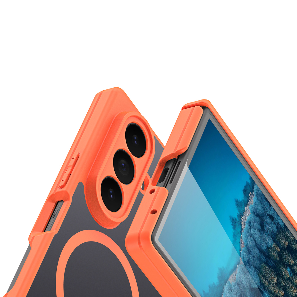 Усиленный чехол оранжевого цвета с MagSafe для Samsung Galaxy Z Fold 8 Ultra, серия Expn Series Magnetic от Dux Ducis