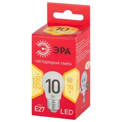 Лампа светодиодная ЭРА RED LINE LED P45-10W-827-E27 R 10Вт шар теплый белый свет E27 | Лампы cветодиодные Шар (G/P)