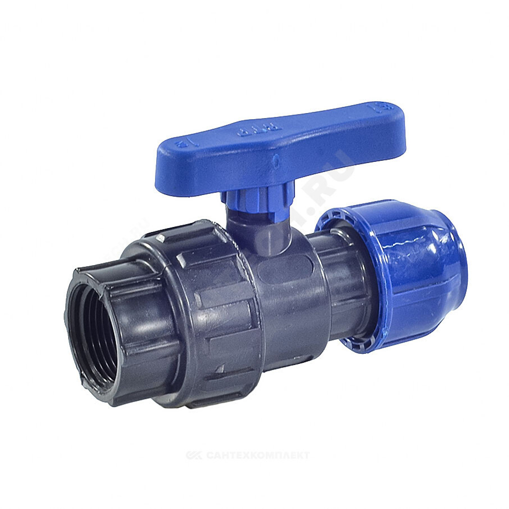 Кран шаровой компрессионный ПЭ Дн 32х1" ВР Ру10 RTP (РосТурПласт) 14527