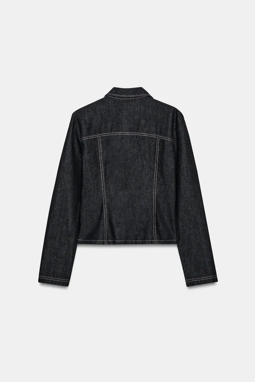 ZARA ДЖИНСОВАЯ РУБАШКА С МОЛНИЕЙ, ТЕМНЫЙ ИНДИГО