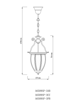 Светильник подвесной Arte Lamp Rimini A6509SP-3CC