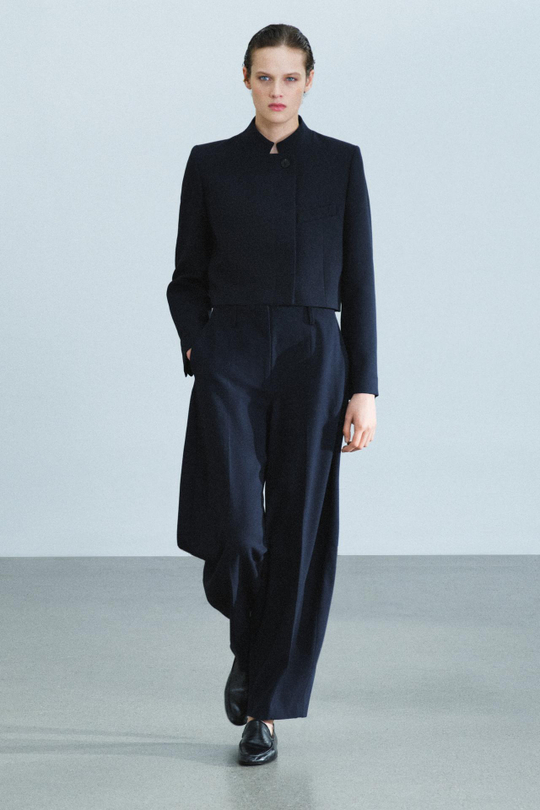 ZARA БРЮКИ BALLOON ZW COLLECTION, МОРСКОЙ СИНИЙ