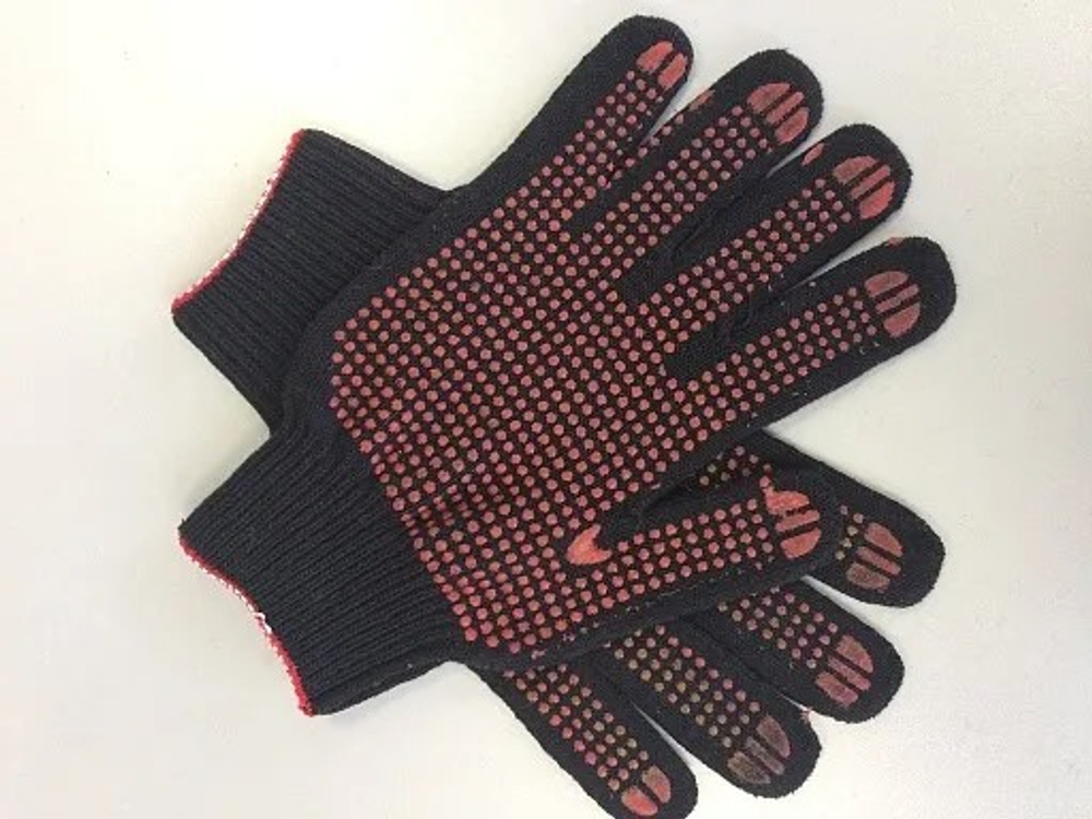 Перчатки п/ш с ПВХ Черные розовые р.9 5079109 *150  Л
