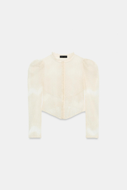 ZARA КРУЖЕВНОЙ ТОП-КОРСЕТ, ЭКРЮ