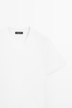 Massimo Dutti Футболка интерлок, короткие рукава, белый