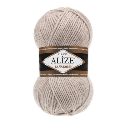 Пряжа Alize (Ализе) Lana Gold / уп.5 мот. по 100 г, 240м, 152 бежевый меланж А