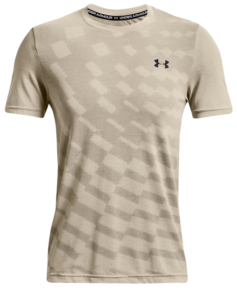 Мужская теннисная футболка Under Armour Men's Seamless Radial Short Sleeve - stone/black
