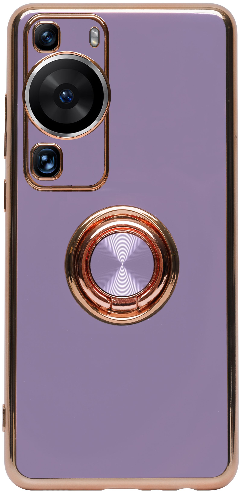 Стильный глянцевый чехол для HUAWEI P60 / P60 PRO с кольцом-подставкой и бархатной подкладкой
