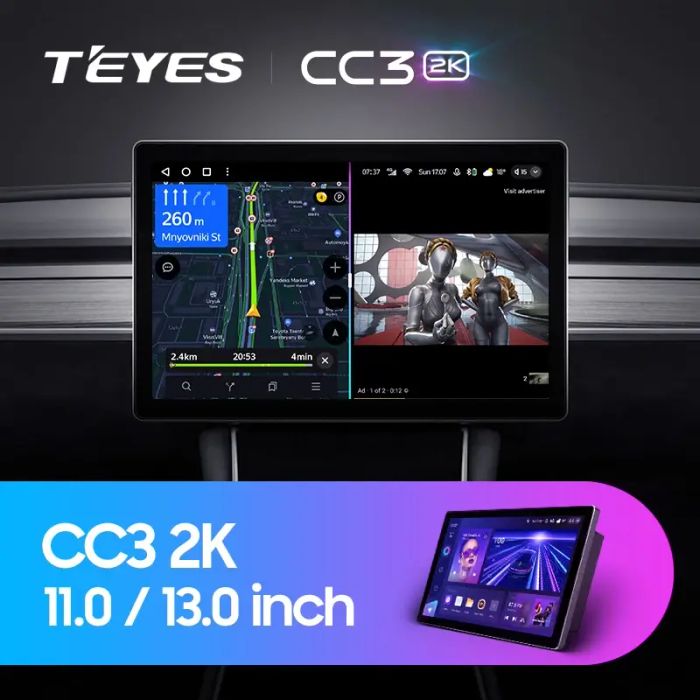 Магнитола для Toyota Vitz 2, Yaris 2 2005-2011 (рамка серебро) - Teyes CC3-2K-360 монитор 13" 2K QLED на Android 10, Быстрая, CarPlay, 4G SIM-слот, 4 камеры в комплекте