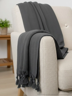 Плед-покрывало из хлопка Berlino 200х220 см, цвет Антрацит