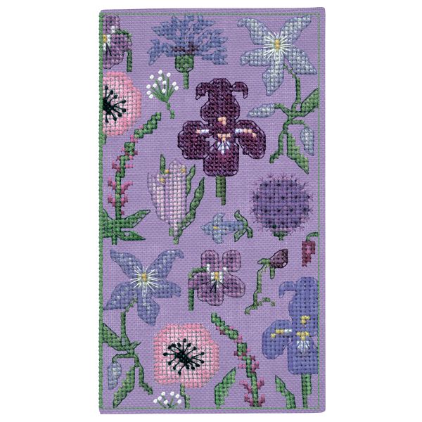 Набор для вышивания нитками Le Bonheur des Dames футляра для очков Étui À Lunettes Mauve (Лиловые цветы), 9х16,5 см