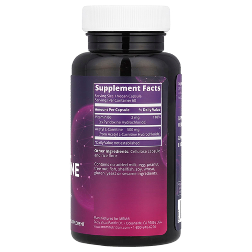 MRM Nutrition, Nutrition, ацетил-L-карнитин, 60 веганских капсул