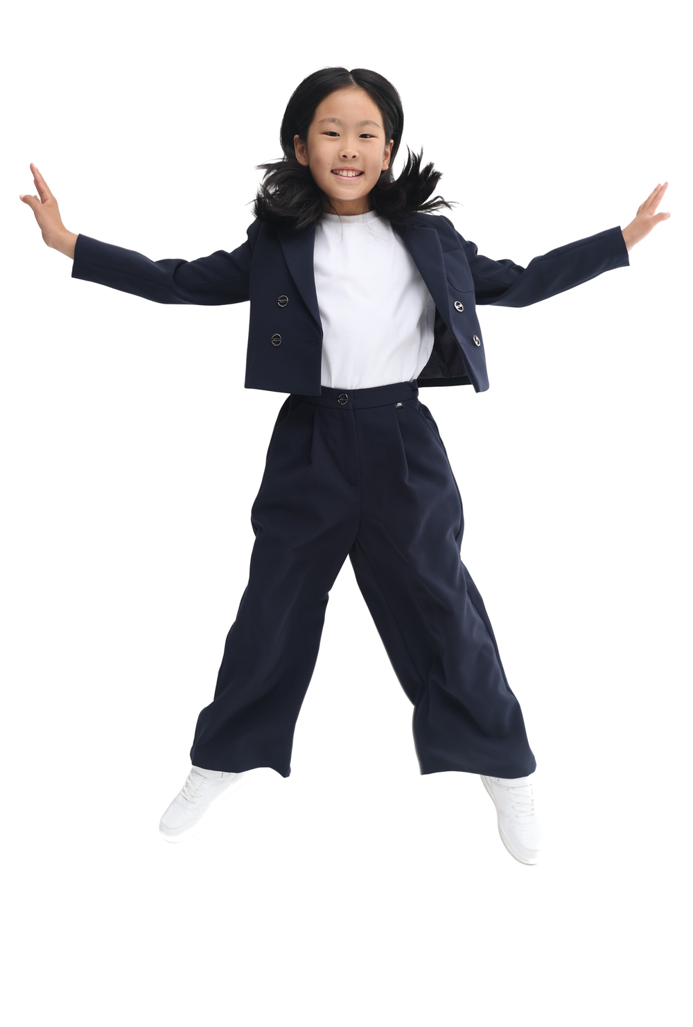 Укороченный двубортный жакет Dark blue