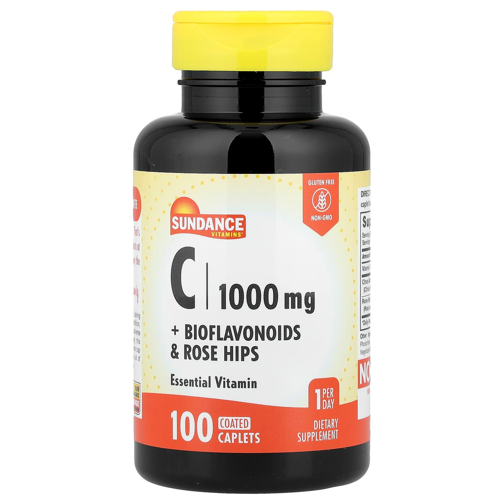 Sundance Vitamins, Витамин C + биофлавоноиды и шиповник, 100 капсуловидных таблеток, покрытых оболочкой