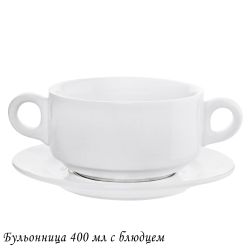 Lenardi 118-127 Бульонница 11,5см,400 мл с блюдцем BIANCO в под.уп.(х16)Фарфор