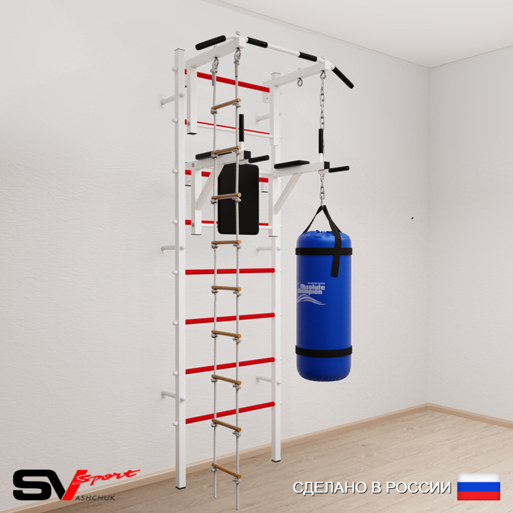 Шведская стенка Sv Sport усиленная 6723 (Турник стандарт/Брусья/Лестница/Цепь/Мешок 30кг)