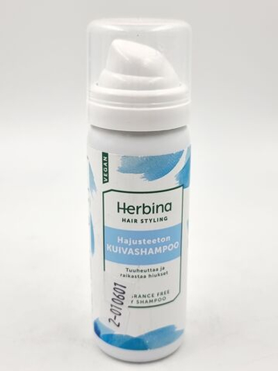 Сухой шампунь для волос Herbina без отдушки, мини-формат, 50 мл (из Финляндии)
