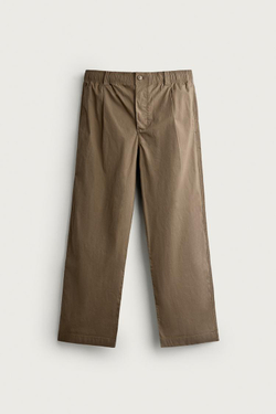 ZARA БРЮКИ RELAXED FIT СО СКЛАДКАМИ, СЕРО-КОРИЧНЕВЫЙ