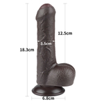 Коричневый фаллоимитатор 7 Sliding Skin Dual Layer Dong на присоске - 18,3 см. (Цвет: коричневый)