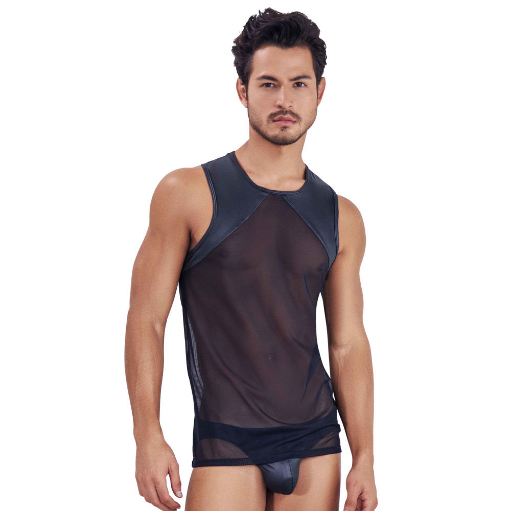 Черная прозрачная мужская майка Audacy Tank Top (Размер: M) (Цвет: черный)