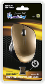 Мышь беспроводная Smartbuy 309AG USB/DPI 1000/3 кнопки/1AA (SBM-309AG-O) золотой металлик