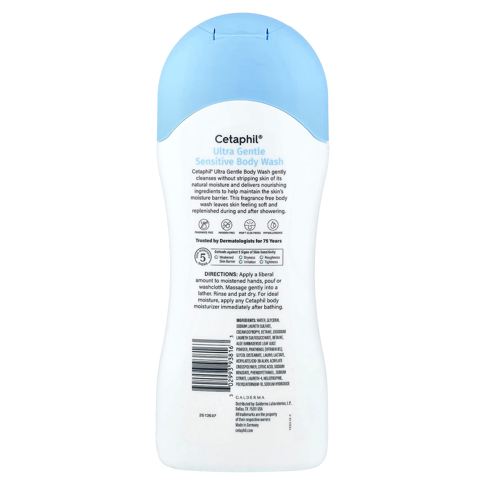 Cetaphil, ультрамягкий гель для душа, для всех типов кожи, без отдушек, 500 мл (16,9 жидк. унции)