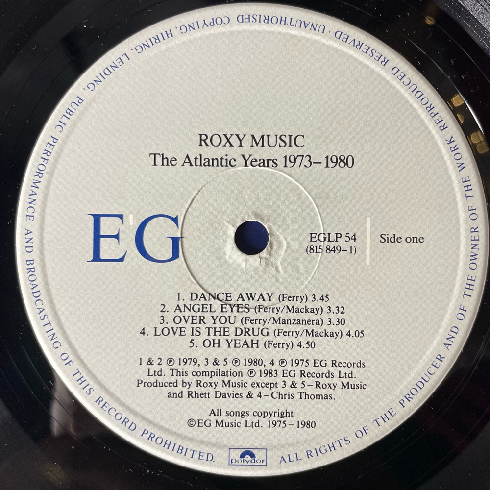 Винтажная виниловая пластинка LP Сборник Roxy Music The Atlantic Years 1973 1980 (Англия 1983)