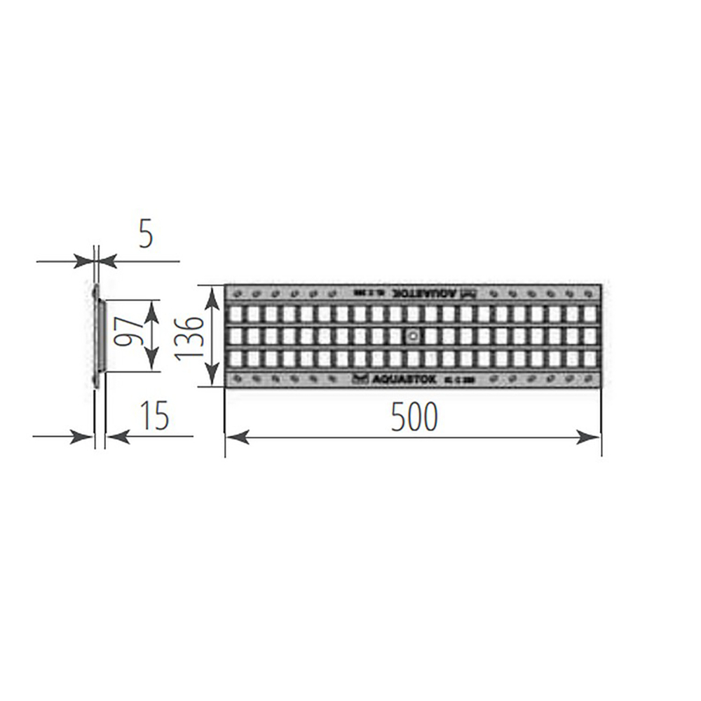 Решетка чугунная ячеистая Norma DN100 C250  500*136*15 (31023C)