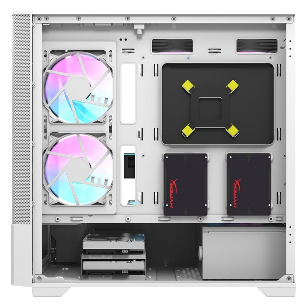 Корпус darkFlash DK415M, Без БП, mATX, белый, 2xFRGB FAN, 2xUSB2, 1xUSB3, бок: закалённое стекло на шарнирах (DK415M-FWH)