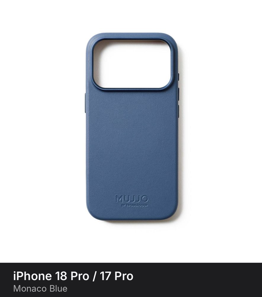 Чехол Mujjo Leather Case для iPhone 18 Pro / 17 Pro Monaco Blue