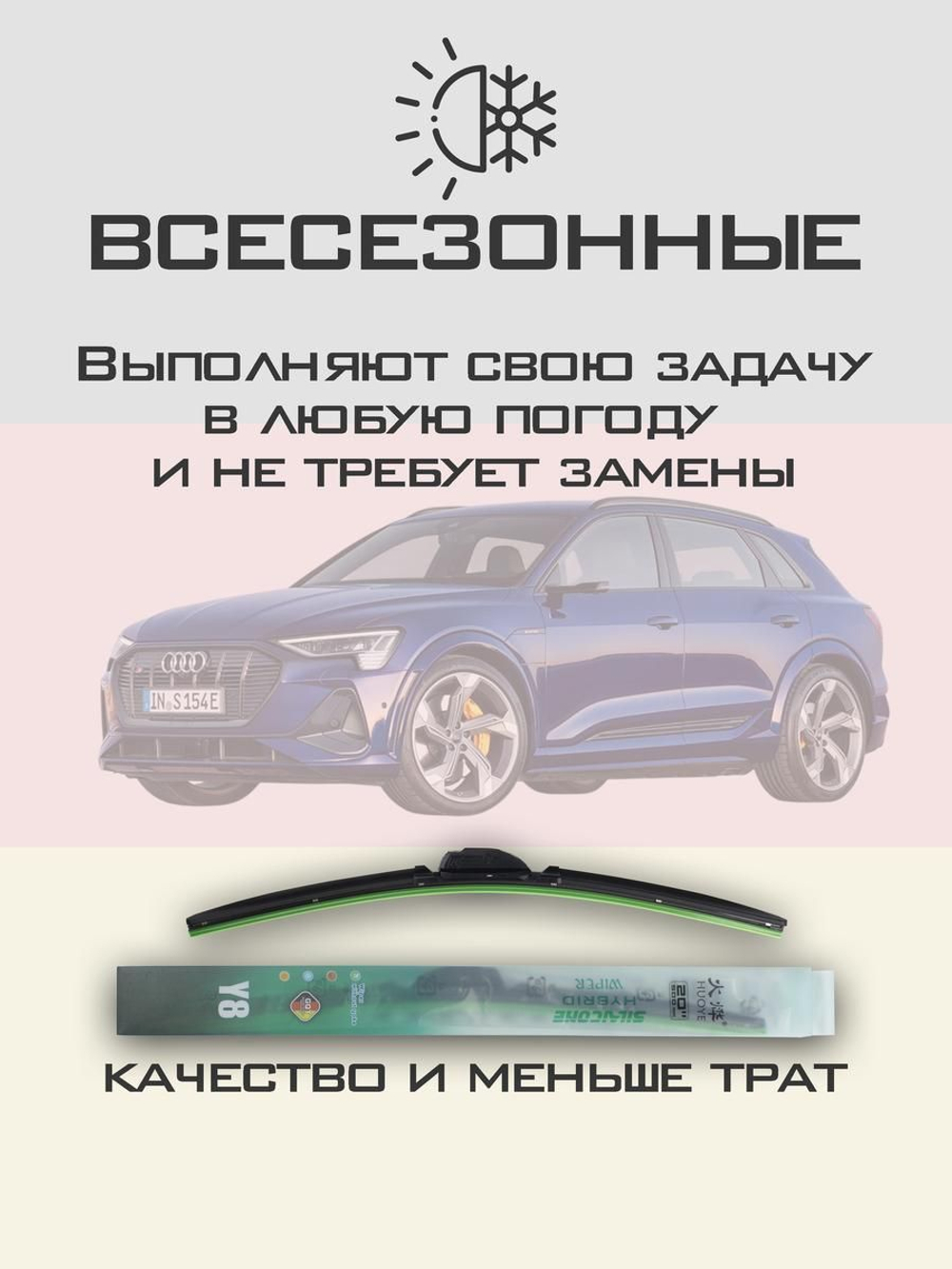 Щетки стеклоочистителя HUOYE Y8 650/500 мм на Audi etronS | Push button