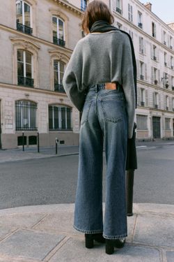ZARA ДЖИНСЫ Z1975 LOOSE WIDE-LEG, ВЫСОКАЯ ПОСАДКА, СТРАЗЫ, СИНИЙ