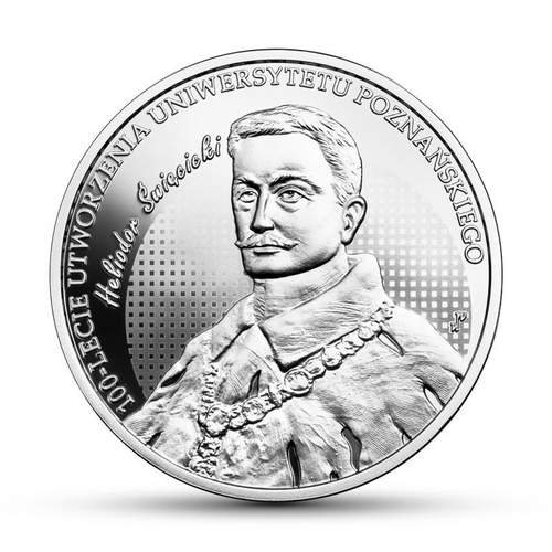 10 злотых. Университет им. Адама Мицкевича в Познани 100 лет. Польша. 2019 год. PROOF