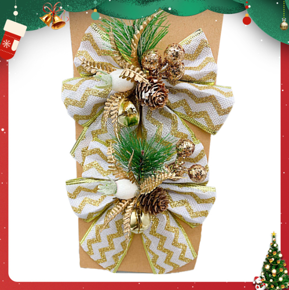 Декоративный новогодний бант "Print", белый