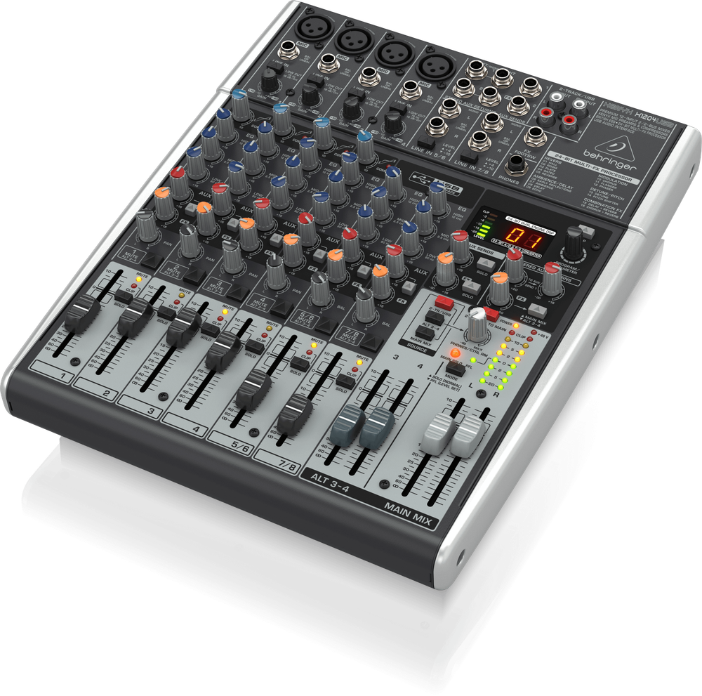 BEHRINGER Xenyx X1204USB микшерный пульт, 4 моновхода, 2 стерео, 2 AUX-шина, процессор эффектов