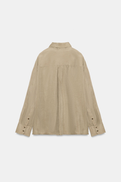 ZARA РУБАШКА ИЗ ЛИОЦЕЛЛА — ZW COLLECTION, СВЕТЛО-КОРИЧНЕВЫЙ