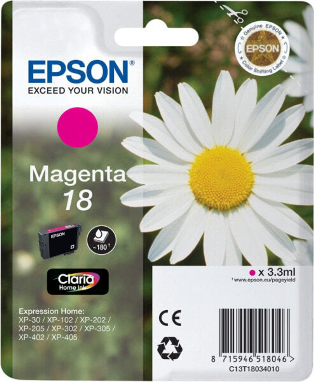 Epson Daisy Singlepack Magenta 18 Claria Home Ink C13T18034010