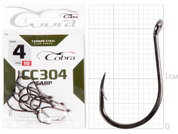 Крючки Cobra CARP CC304 №4, 10 шт.