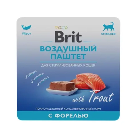 BRIT Premium Воздушный паштет для стерилизованных кошек с форелью, 0,1 кг