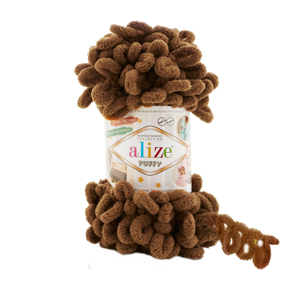 Пуффи (Puffy) пряжа Alize 100%микрополиэстер 5х100г/9,2 м 321 мокко