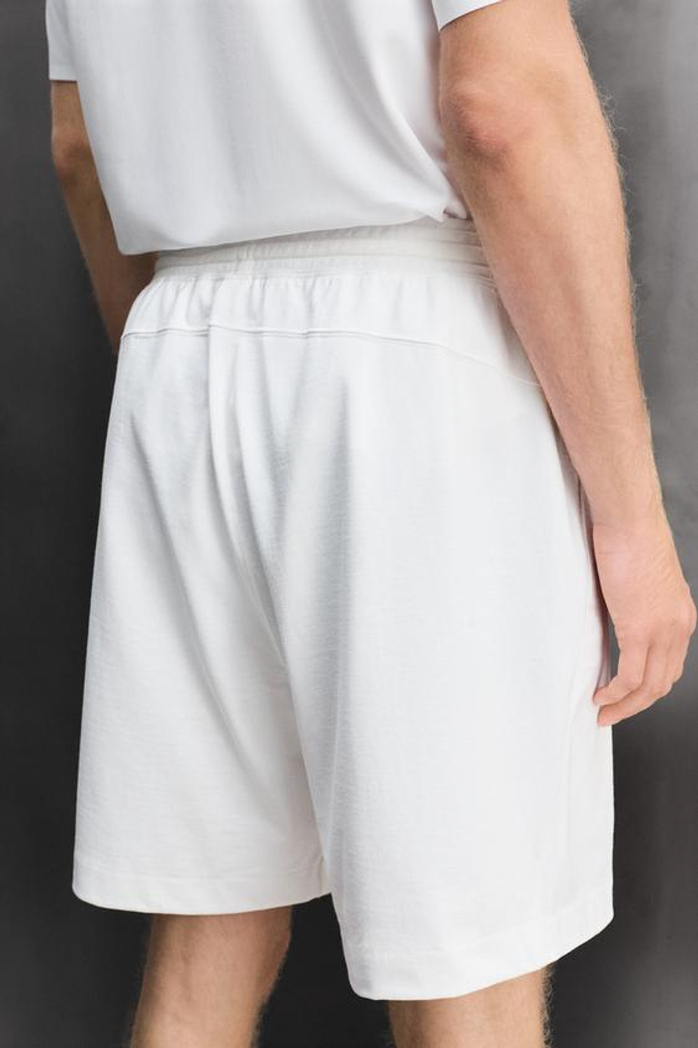 ZARA СПОРТИВНЫЕ ШОРТЫ ИЗ СМЕСОВОГО ХЛОПКА 9", БЕЛЫЙ