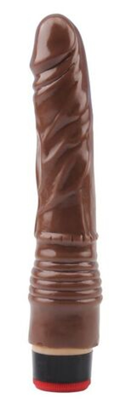 Коричневый вибратор-реалистик 8.8” Vibe Cock - 21,5 см. (Цвет: коричневый)