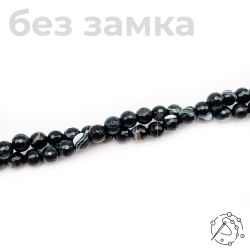 Нить бусин из агата черного с огранкой 6 мм