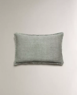 ZARA HOME НАВОЛОЧКА ДЛЯ ДЕКОРАТИВНОЙ ПОДУШКИ С БАХРОМОЙ, СИНИЙ