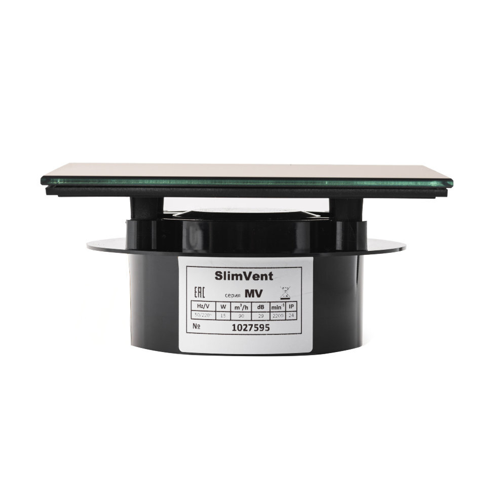 Вытяжной тонкий вентилятор SlimVent МV 100, пластик квадрат черный матовый