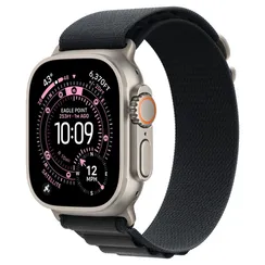 Часы Apple Watch Ultra 3, 2025, 49 мм, титан натурального цвета, ремешок Alpine чёрного цвета