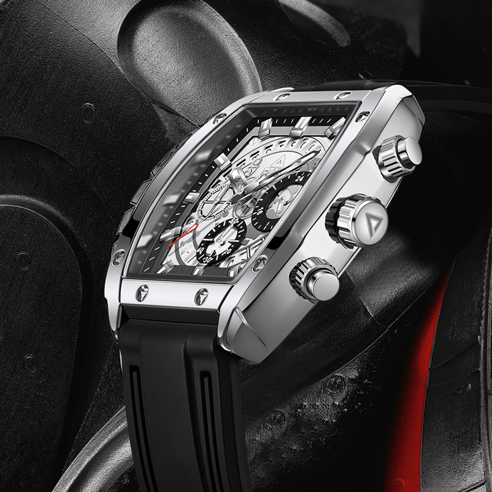 PEAK Pioneer Collection Quartz Movement Silicone Strap Watch Men"s Watches Black Dial