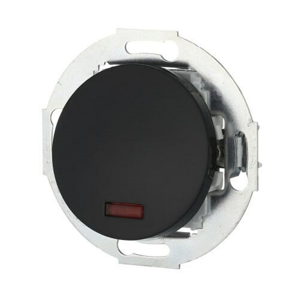 Ретро выключатель одноклавишный с индикатором 10А, 250В (черный) Vintage LK STUDIO 880208-1 / 1 группа света, проходной